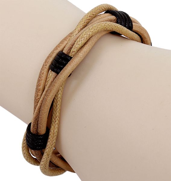 Armband aus Leder in braun-beige mit gleitendem Knotenverschluß Lederarmband