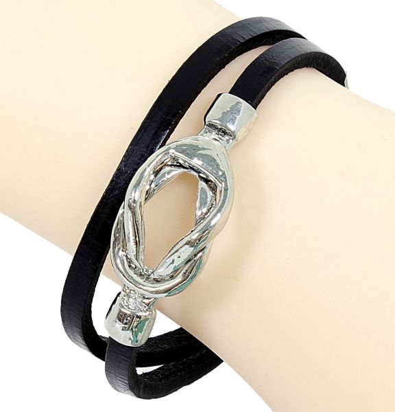 Armband aus schwarzem Leder mit nautischem Knoten Lederarmband