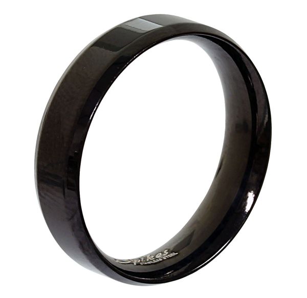 Edelstahl Ring SCHWARZ 6 mm breit in verschiedenen Größen mit abgeschrägten Kanten