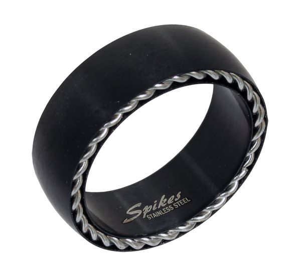 Edelstahl Ring matt-schwarz mit 2 Stahlketten - in verschiedenen Größen verfügbar