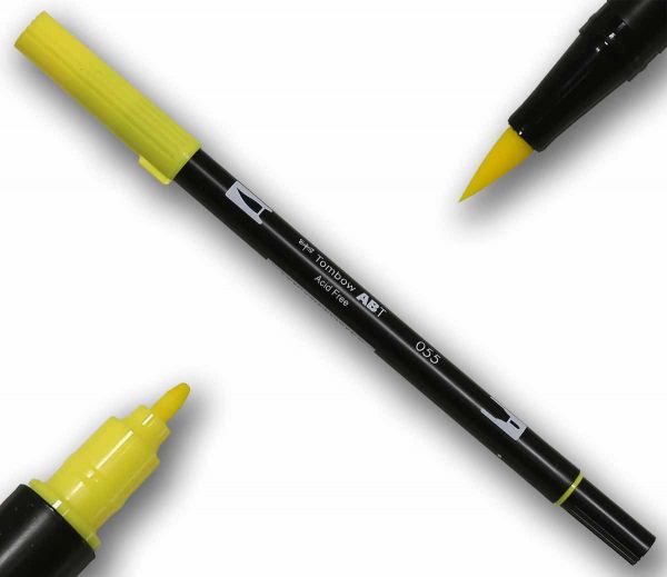 Tombow ABT PROCESS YELLOW Double Brush Pen Künstlerstift Fasermaler mit zwei Spitzen