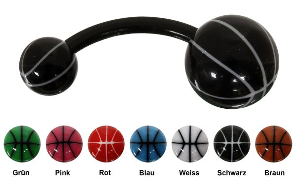 Bauchnabelpiercing BASKETBALL aus flexiblem Acryl in verschiedenen Farben Navel Piercing Bauchnabel