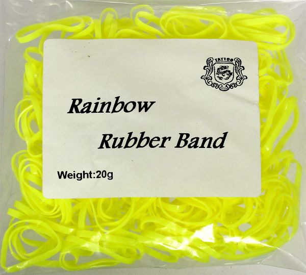 20g Maschinengummis in gelb für Tattoomaschinen ca. 240 Stück Rainbow Rubber Band Gummiband