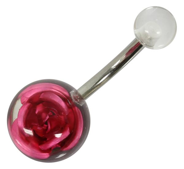 Bauchnabelpiercing ROSE ROSA aus Chirurgenstahl mit Acryl-Kugeln Navel Piercing Bauchnabel
